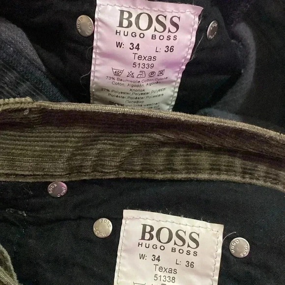 HUGO BOSS men brownish-green corduroy straight mid rise zip up academia… - Picture 13 of 16